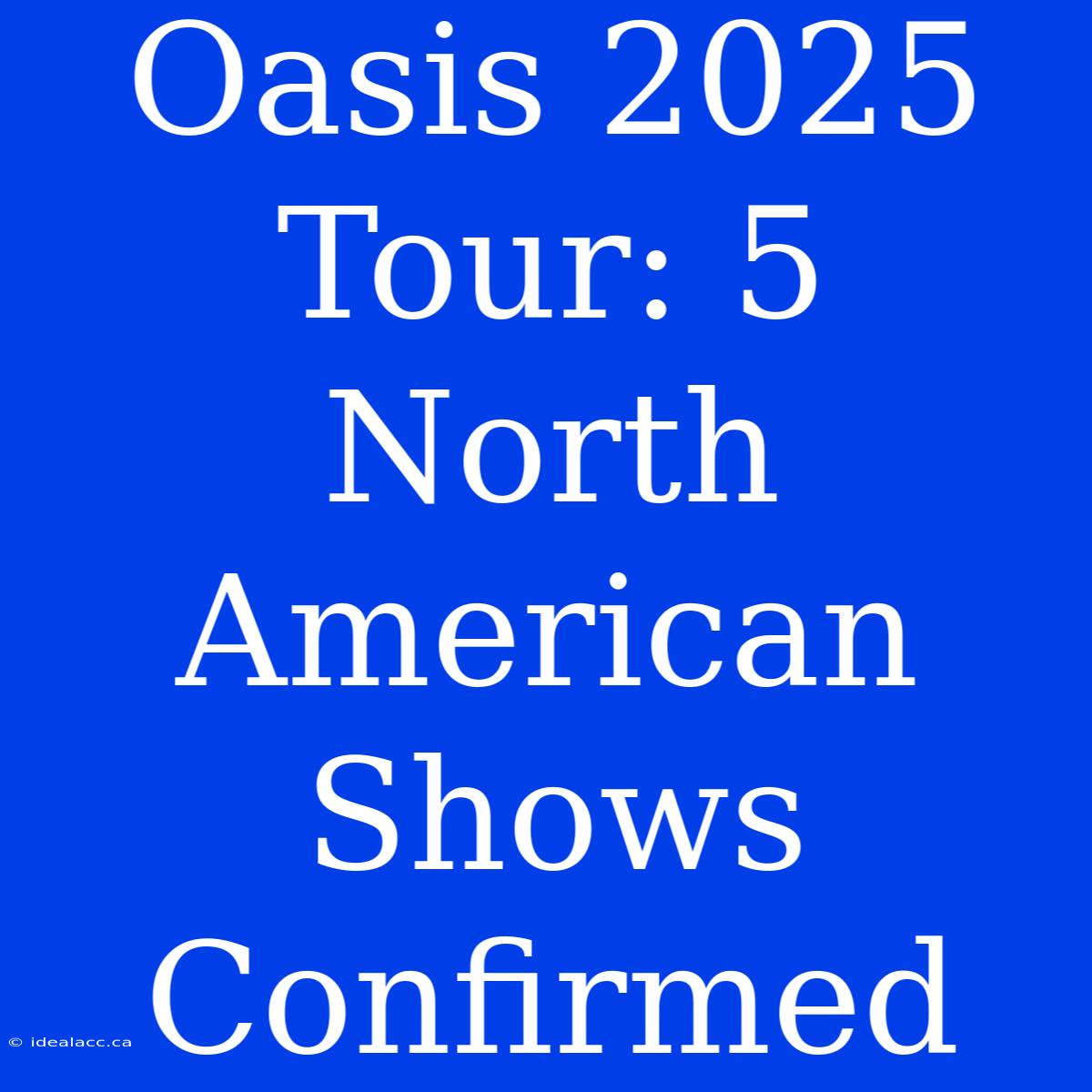 Oasis 2025 Tour: 5 North American Shows Confirmed