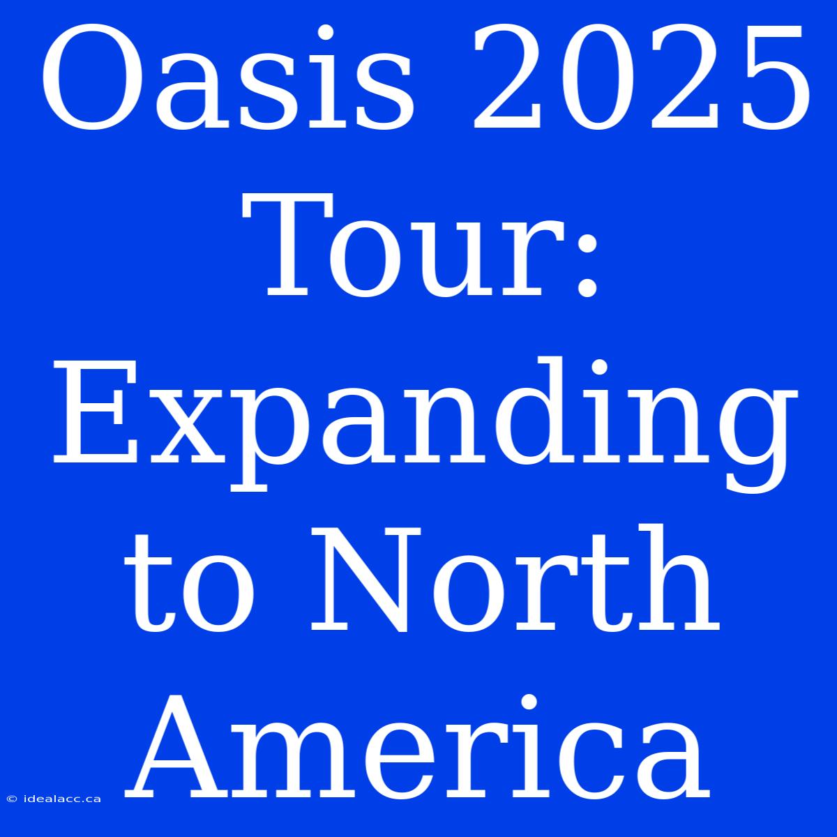 Oasis 2025 Tour: Expanding To North America 