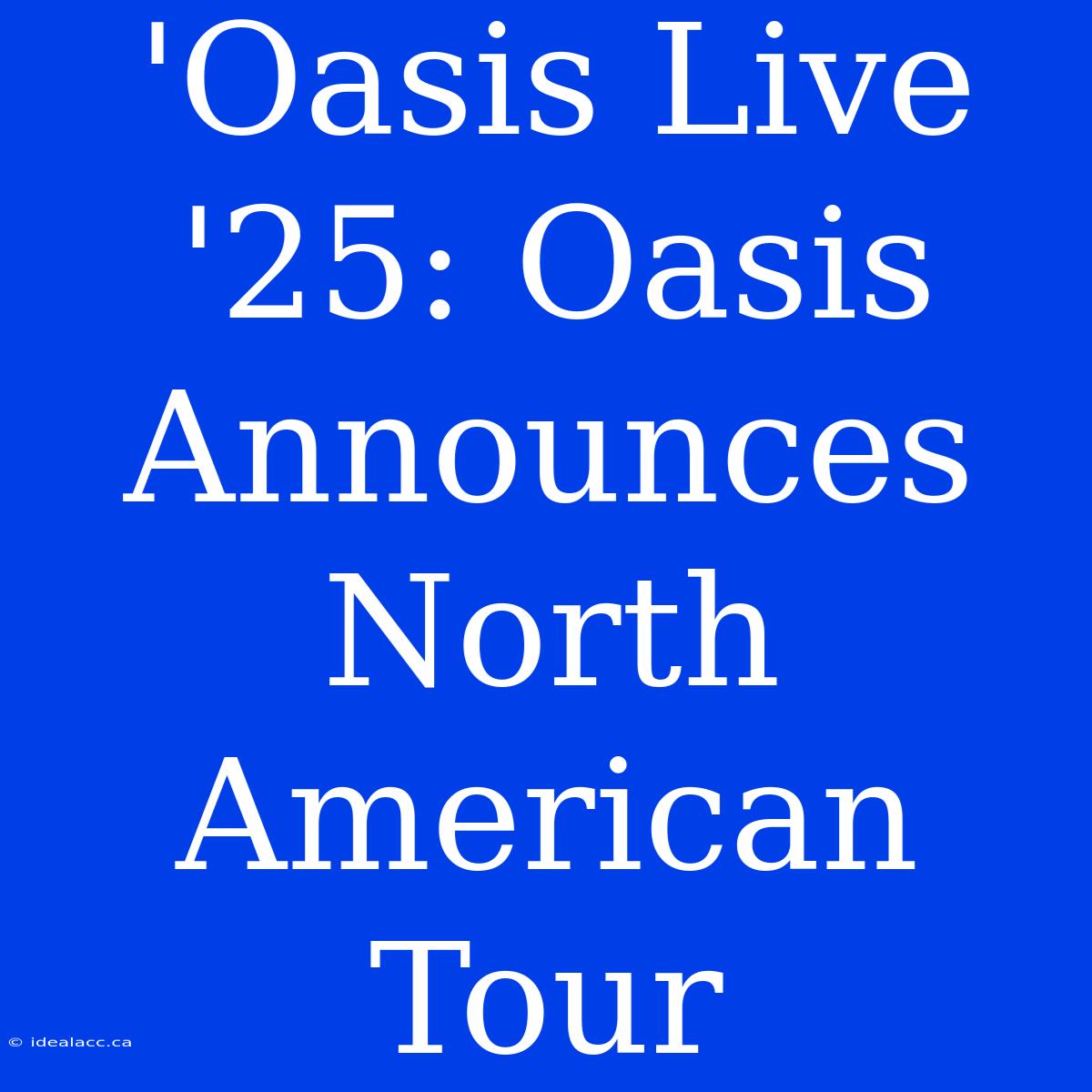 'Oasis Live '25: Oasis Announces North American Tour 