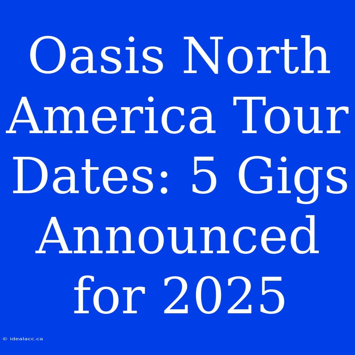 Oasis North America Tour Dates: 5 Gigs Announced For 2025