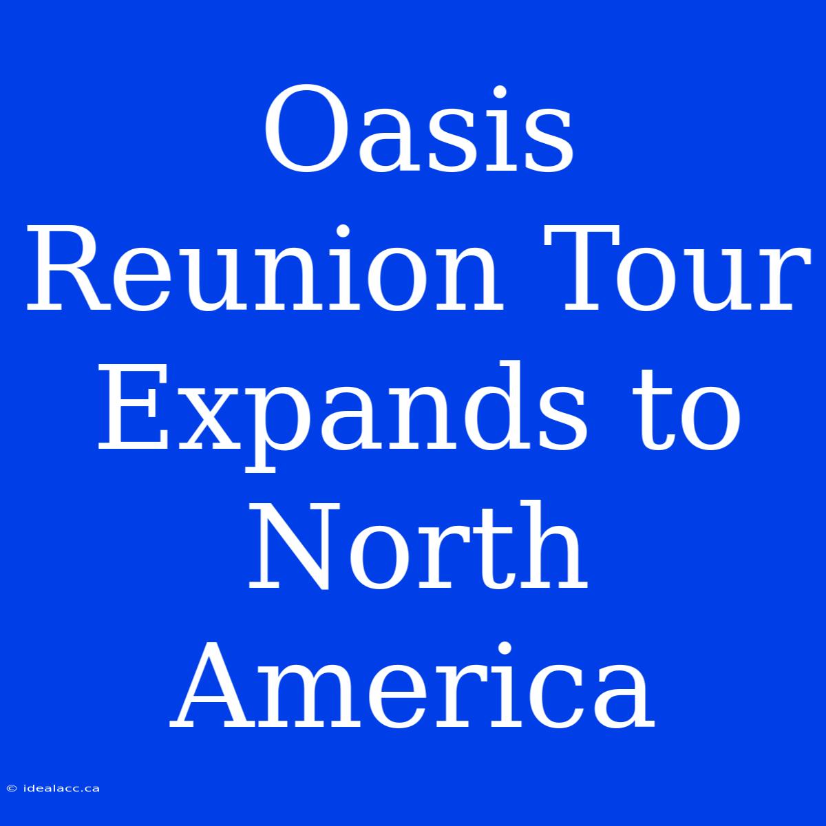 Oasis Reunion Tour Expands To North America