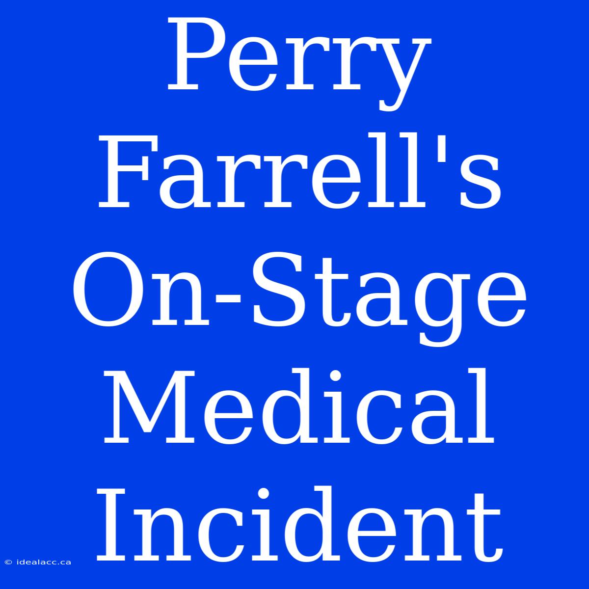 Perry Farrell's On-Stage Medical Incident