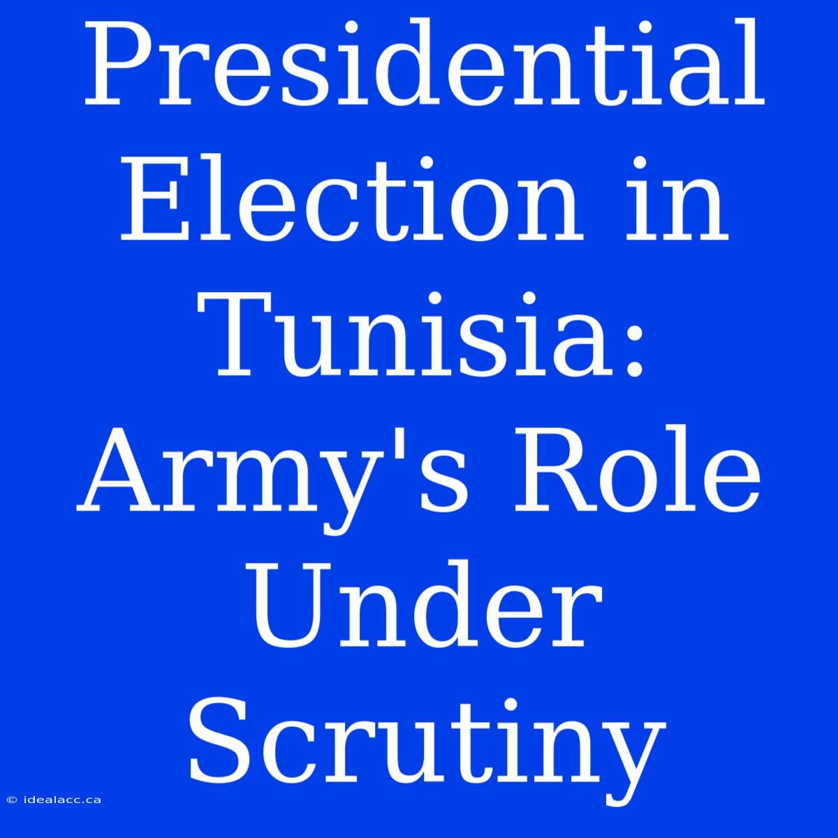 Presidential Election In Tunisia: Army's Role Under Scrutiny