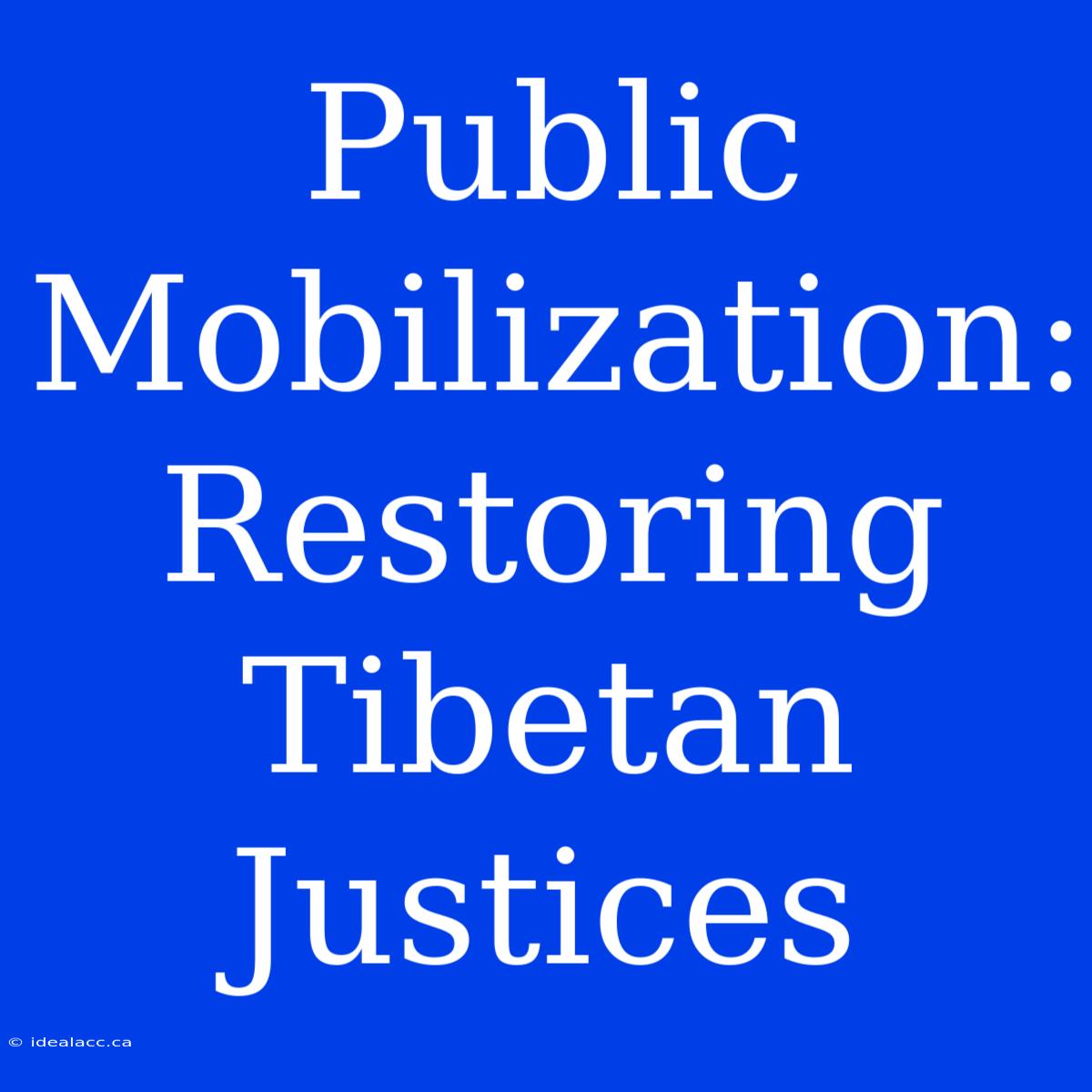 Public Mobilization: Restoring Tibetan Justices