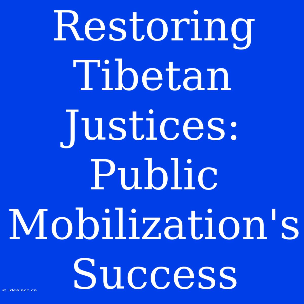 Restoring Tibetan Justices: Public Mobilization's Success 