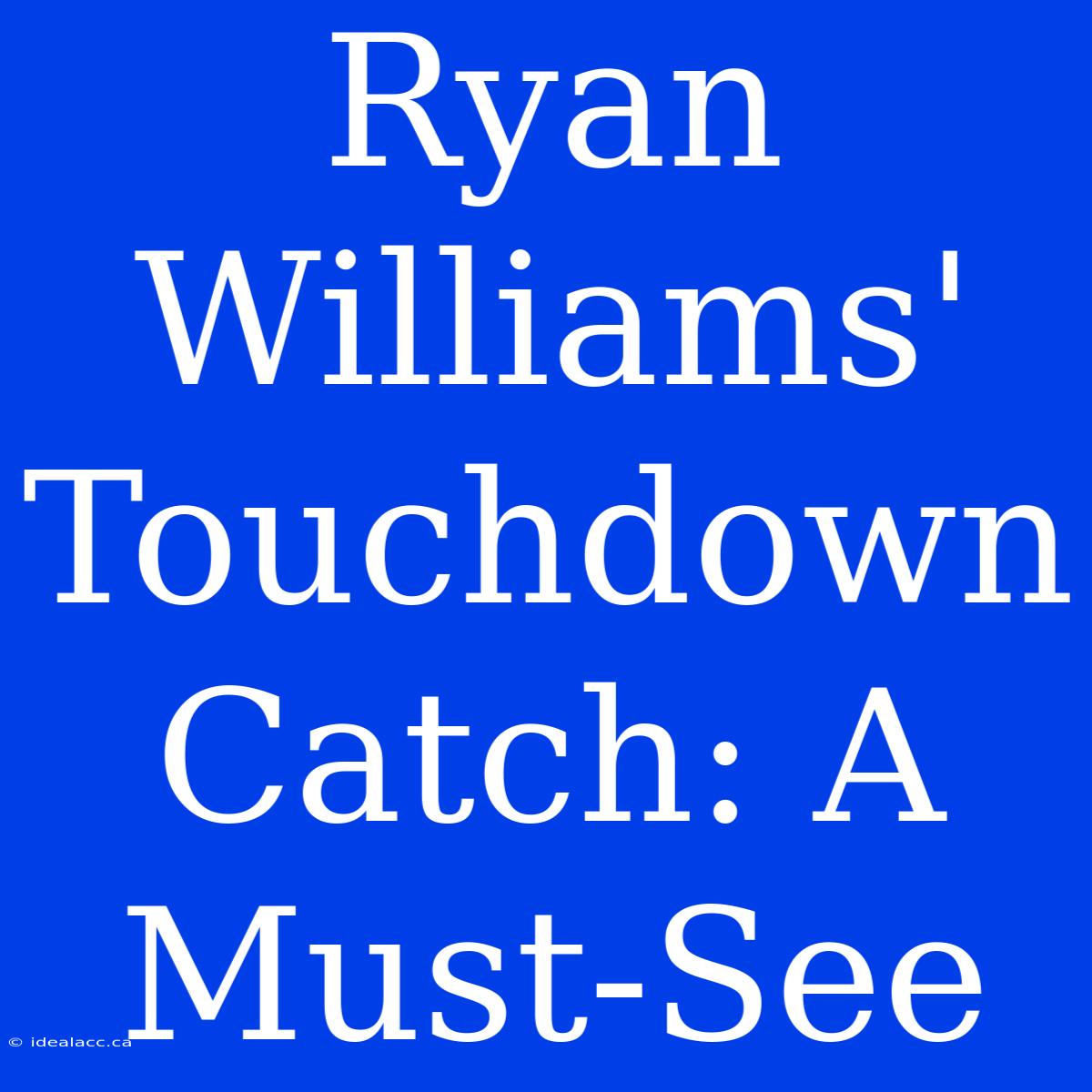 Ryan Williams' Touchdown Catch: A Must-See