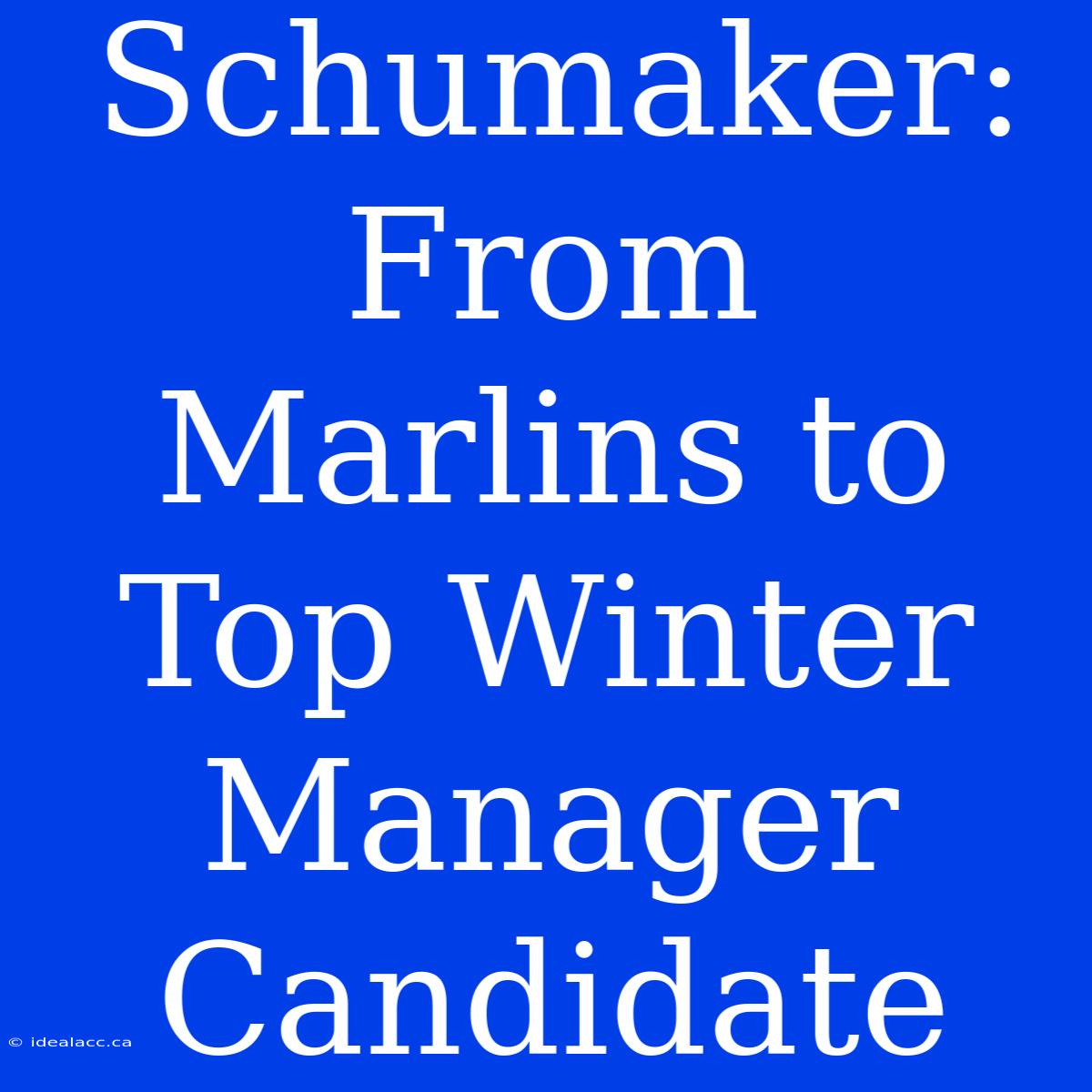 Schumaker: From Marlins To Top Winter Manager Candidate