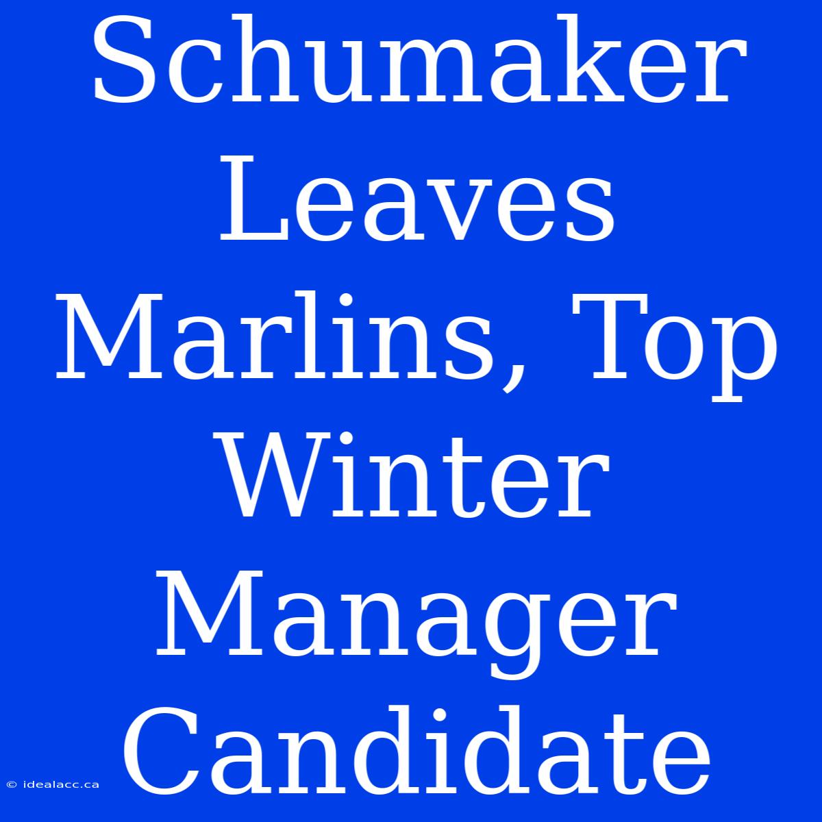 Schumaker Leaves Marlins, Top Winter Manager Candidate