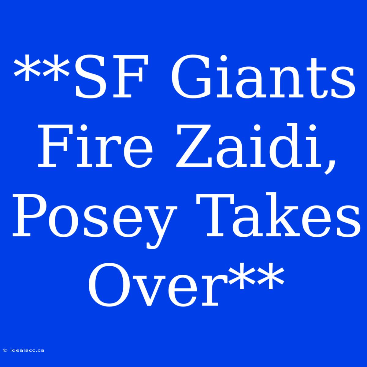 **SF Giants Fire Zaidi, Posey Takes Over**