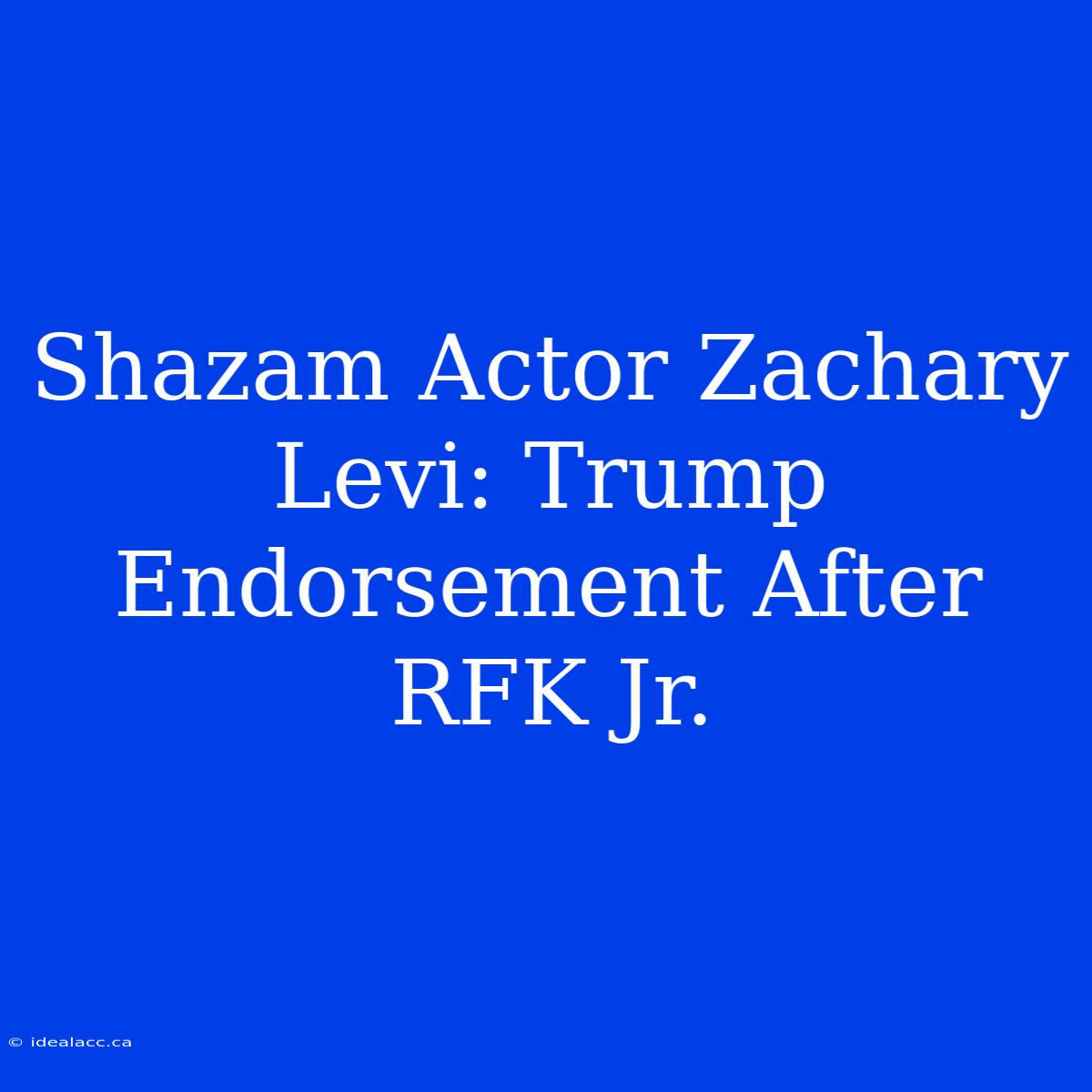 Shazam Actor Zachary Levi: Trump Endorsement After RFK Jr.