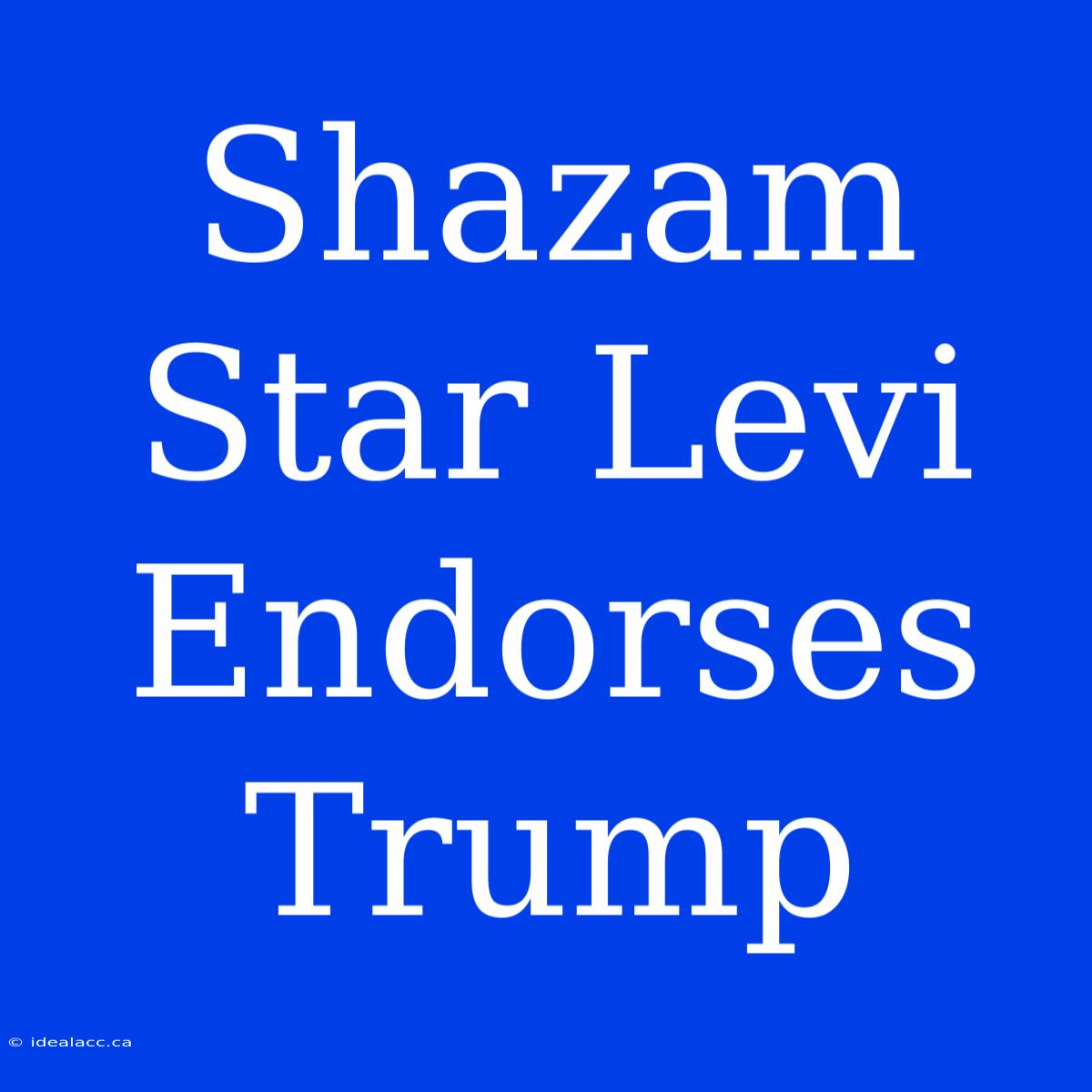 Shazam Star Levi Endorses Trump  