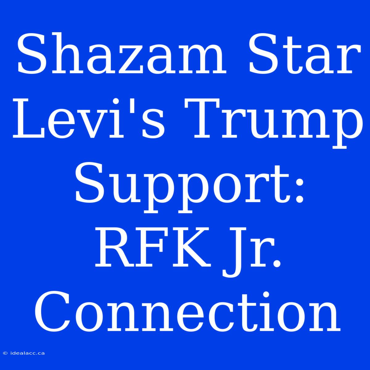 Shazam Star Levi's Trump Support: RFK Jr. Connection