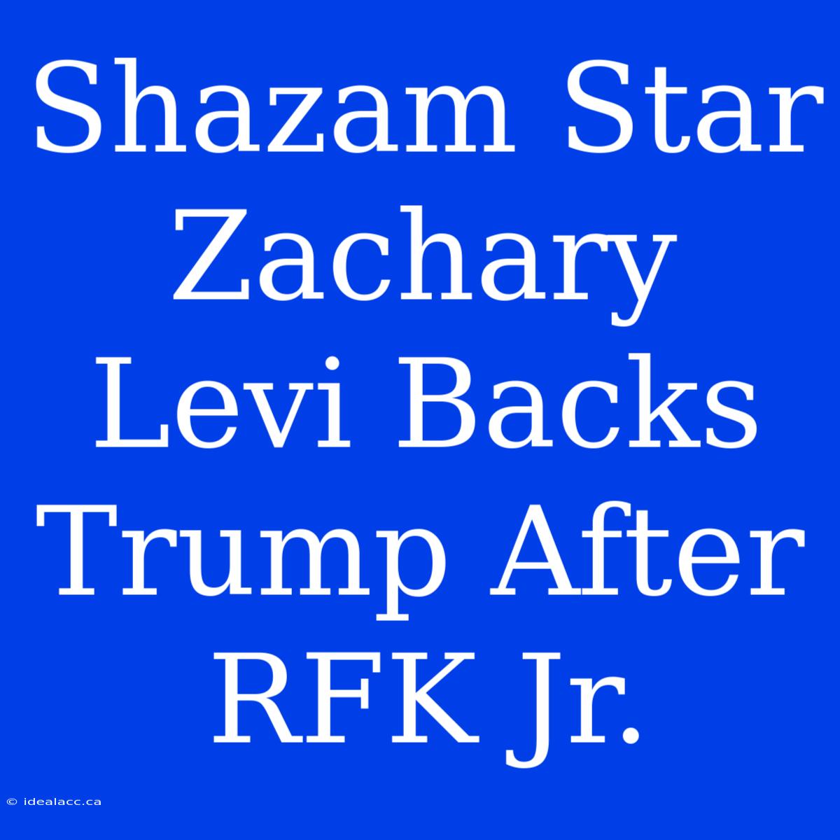 Shazam Star Zachary Levi Backs Trump After RFK Jr.