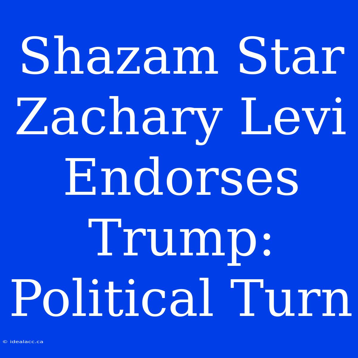 Shazam Star Zachary Levi Endorses Trump: Political Turn 