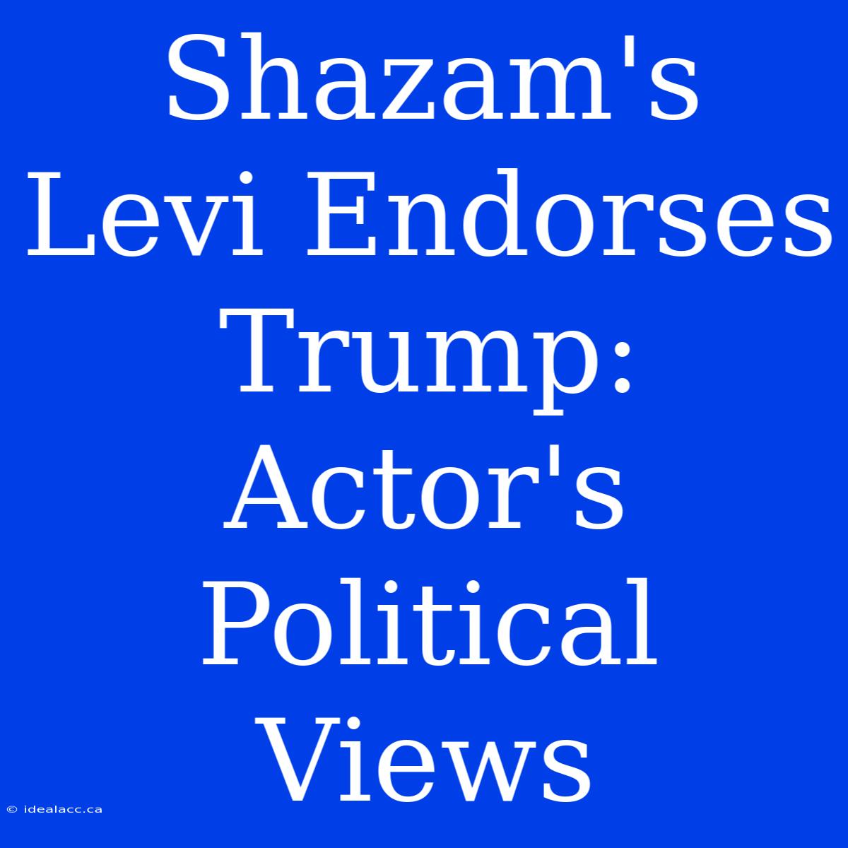 Shazam's Levi Endorses Trump: Actor's Political Views