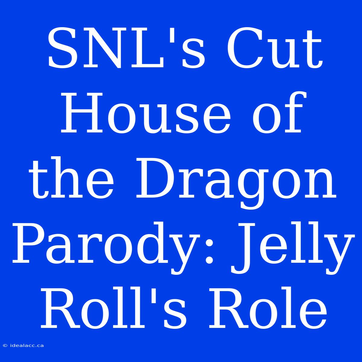 SNL's Cut House Of The Dragon Parody: Jelly Roll's Role