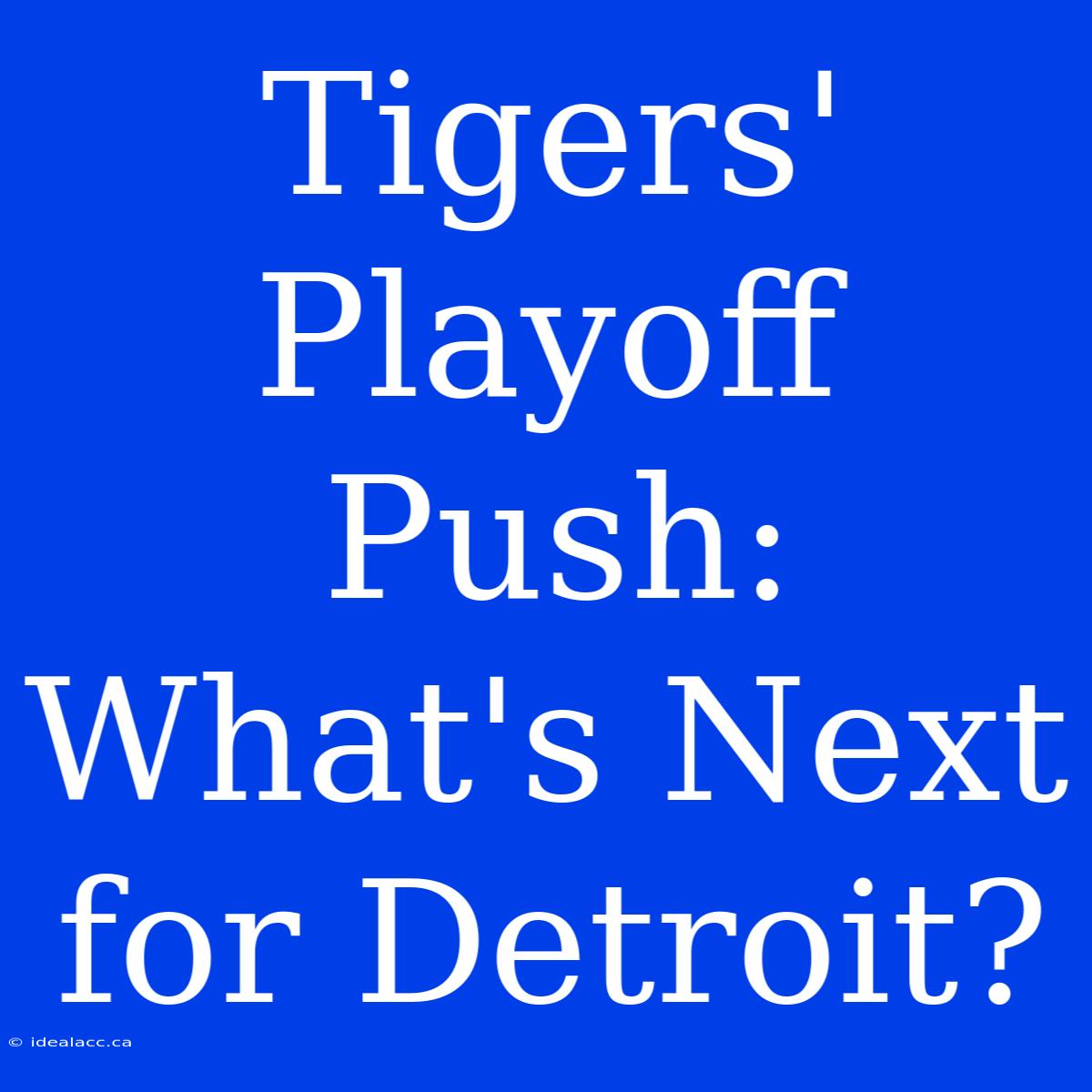 Tigers' Playoff Push: What's Next For Detroit? 