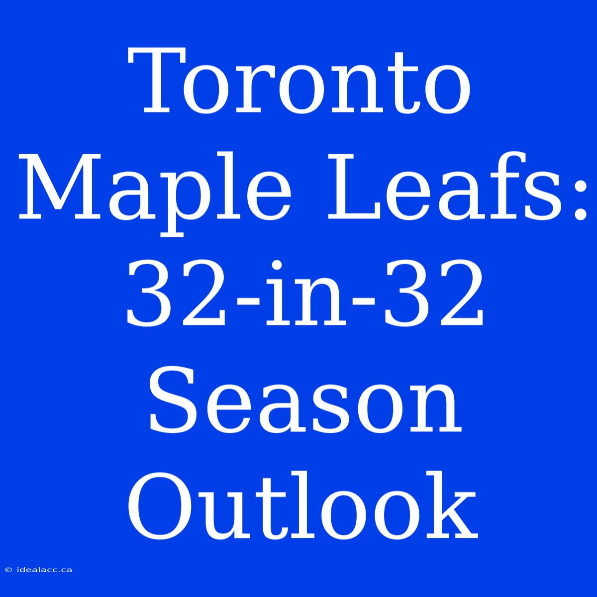 Toronto Maple Leafs: 32-in-32 Season Outlook