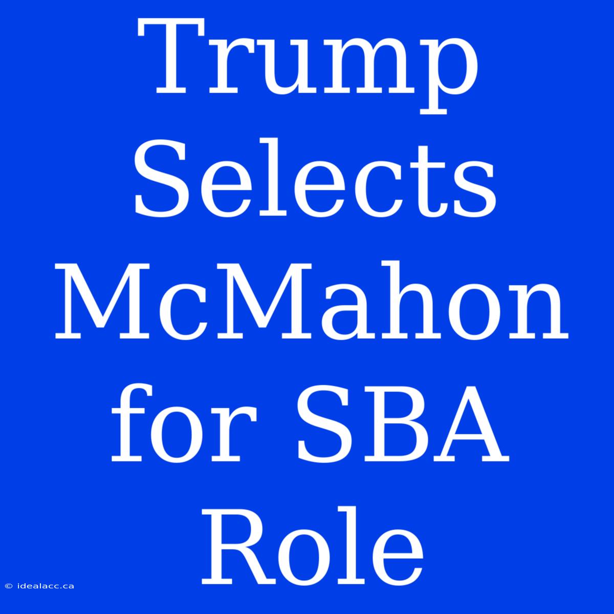 Trump Selects McMahon For SBA Role