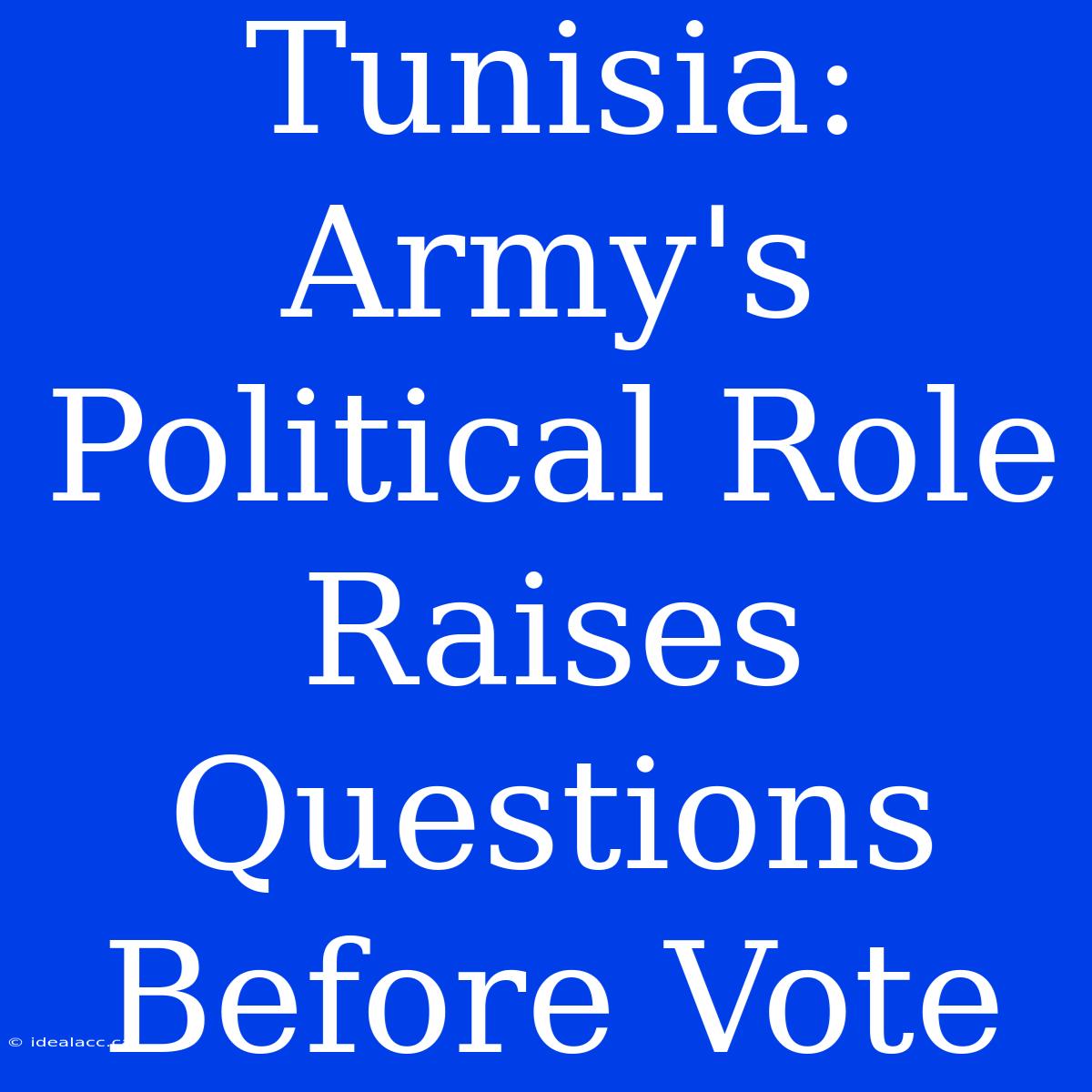 Tunisia: Army's Political Role Raises Questions Before Vote 