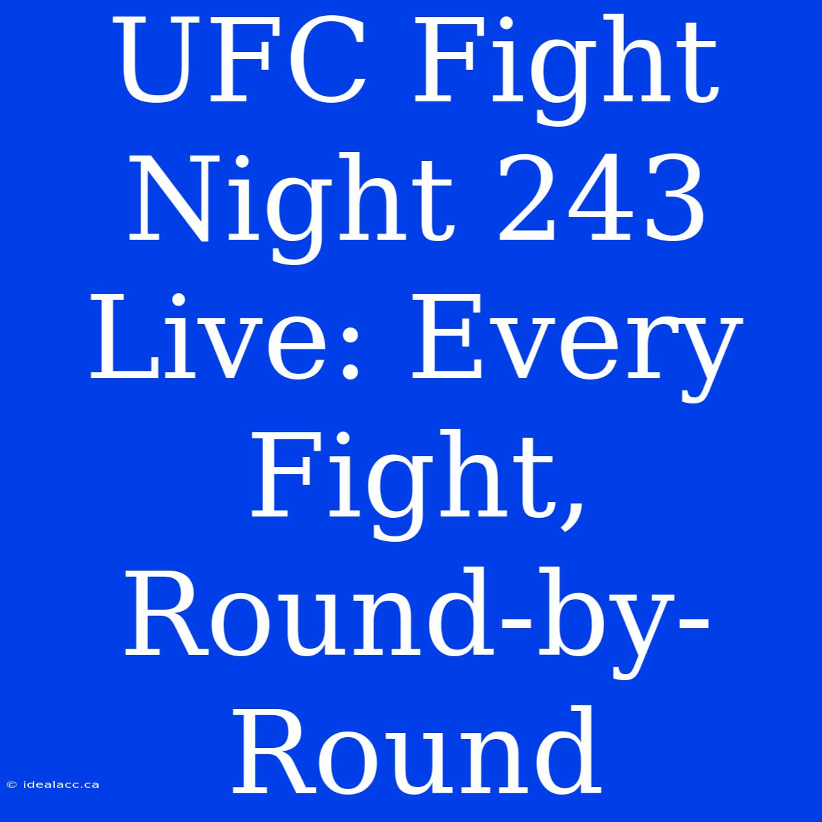 UFC Fight Night 243 Live: Every Fight, Round-by-Round