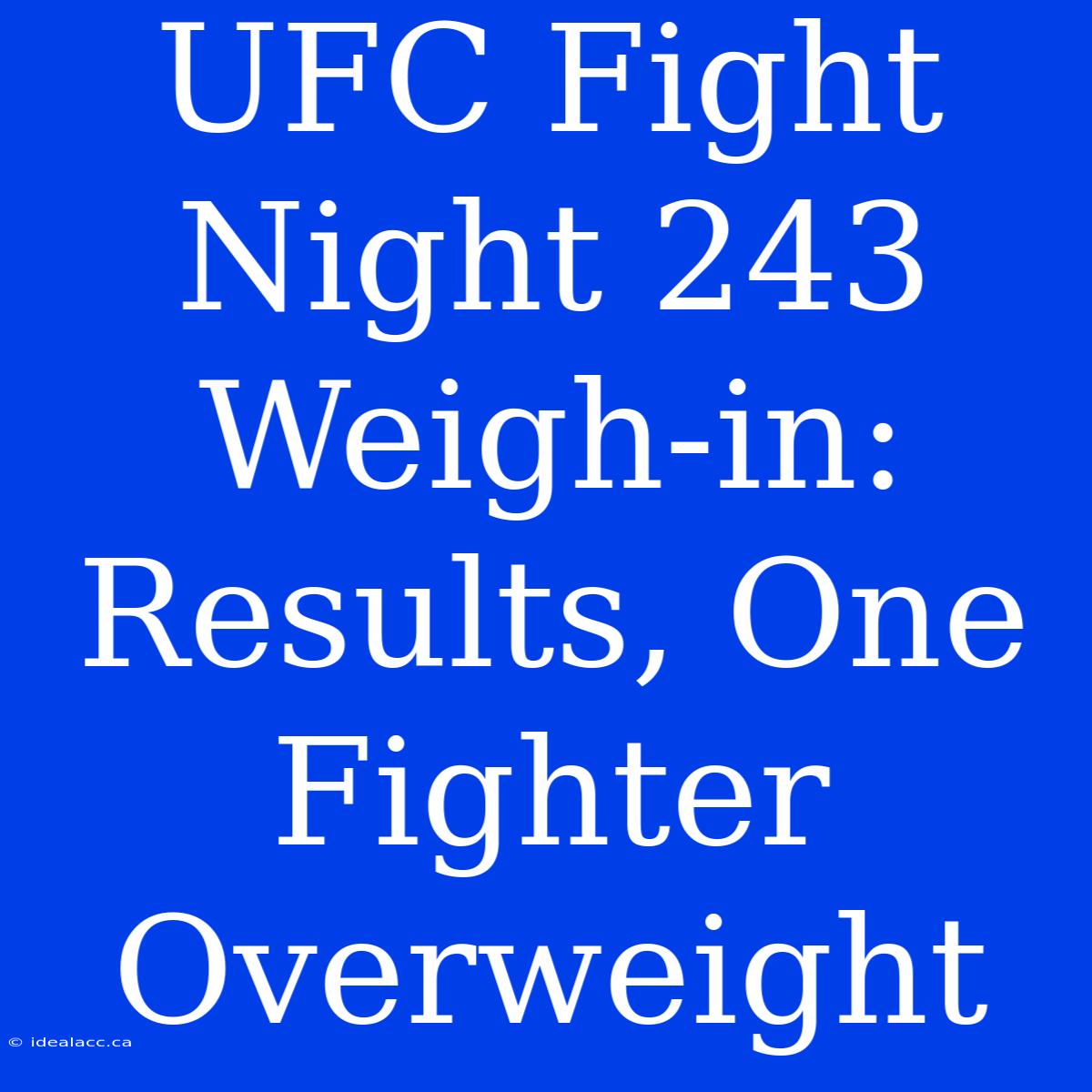 UFC Fight Night 243 Weigh-in:  Results, One Fighter Overweight 