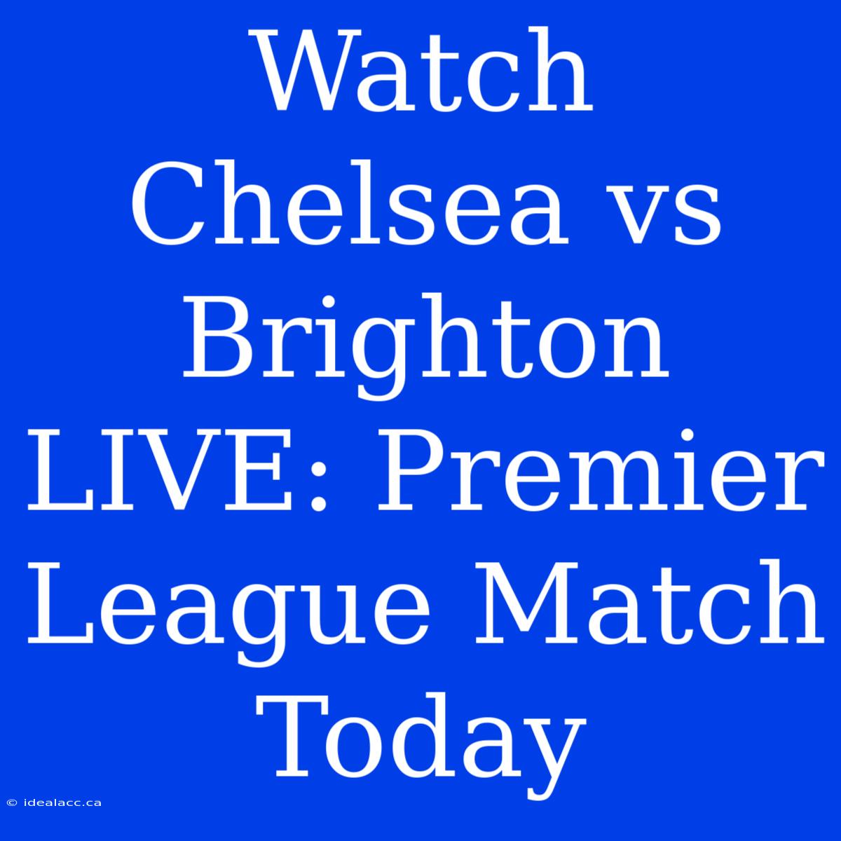 Watch Chelsea Vs Brighton LIVE: Premier League Match Today