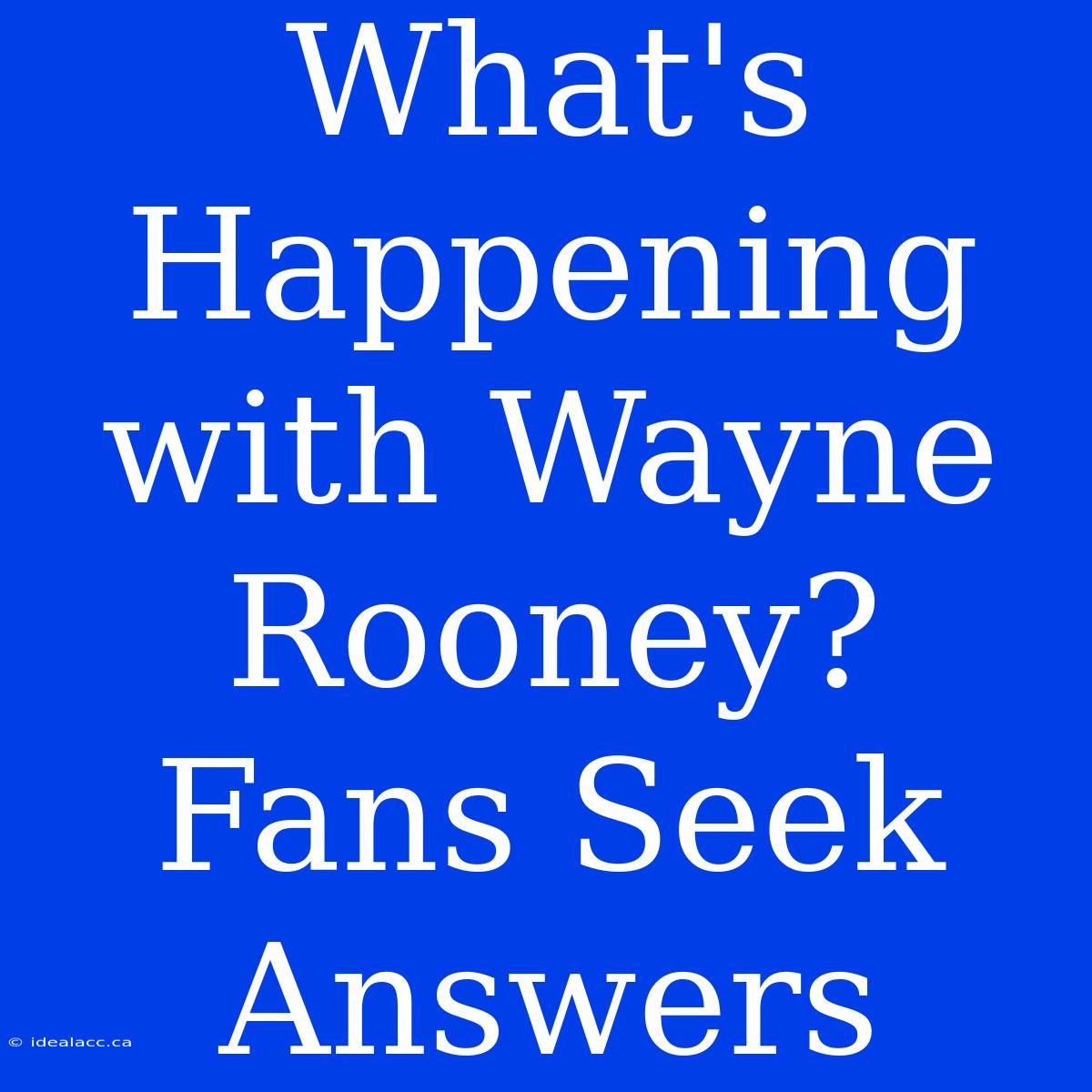 What's Happening With Wayne Rooney? Fans Seek Answers