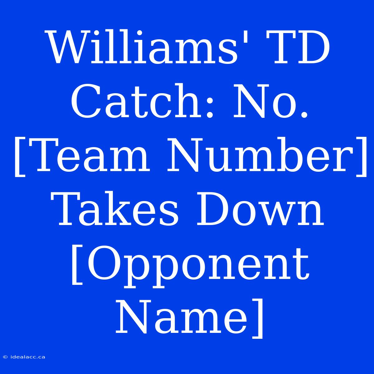 Williams' TD Catch: No. [Team Number] Takes Down [Opponent Name]