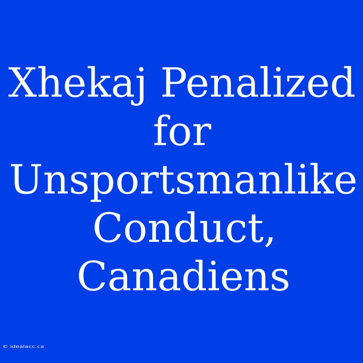 Xhekaj Penalized For Unsportsmanlike Conduct, Canadiens