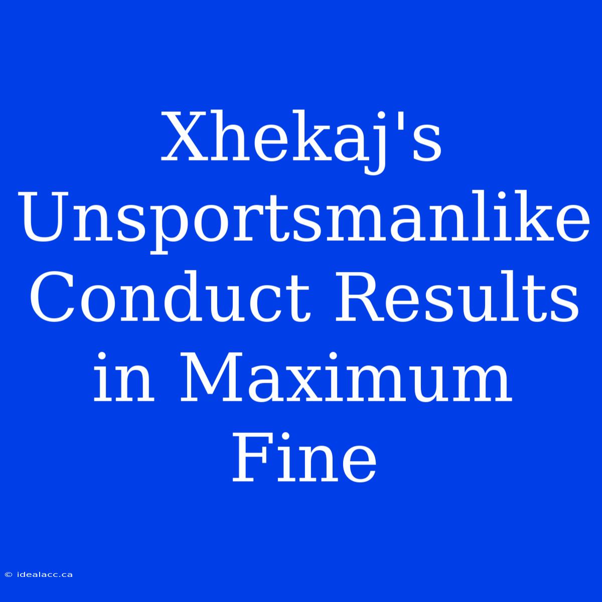 Xhekaj's Unsportsmanlike Conduct Results In Maximum Fine