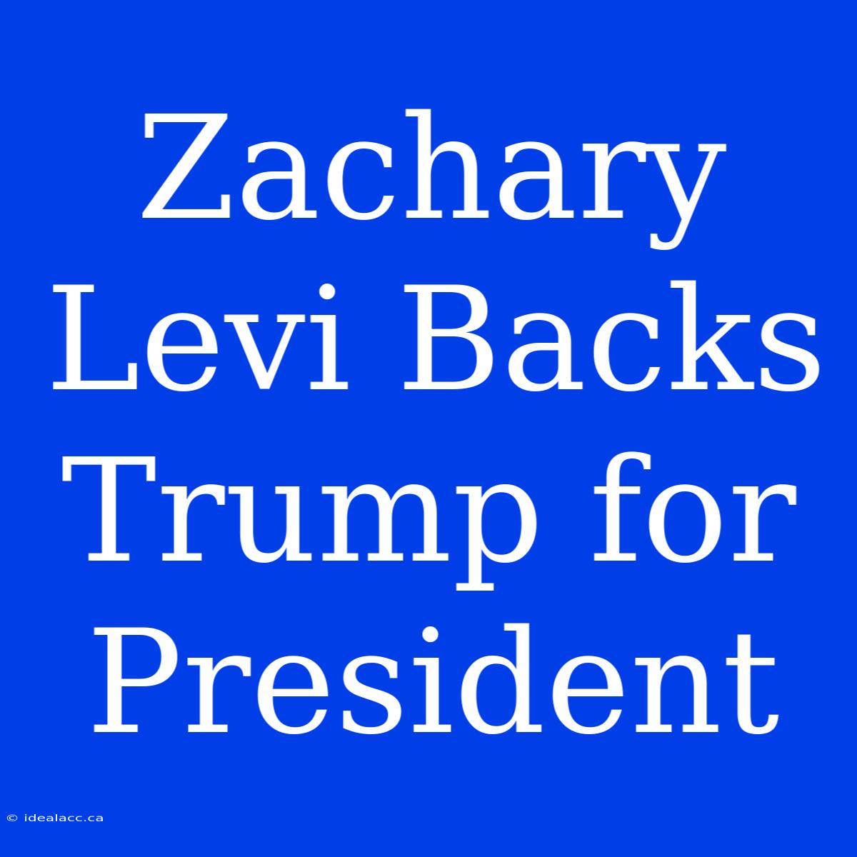 Zachary Levi Backs Trump For President