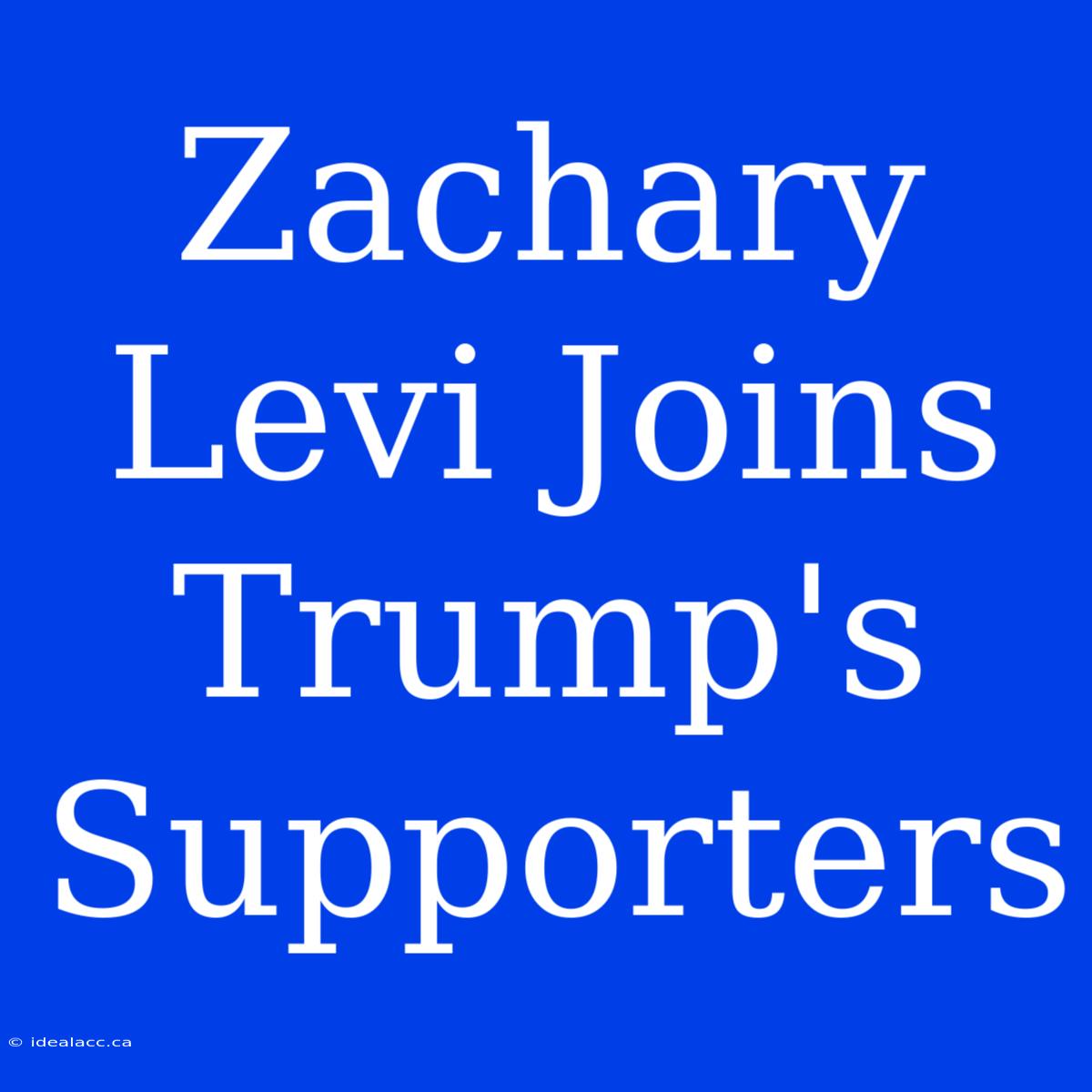 Zachary Levi Joins Trump's Supporters