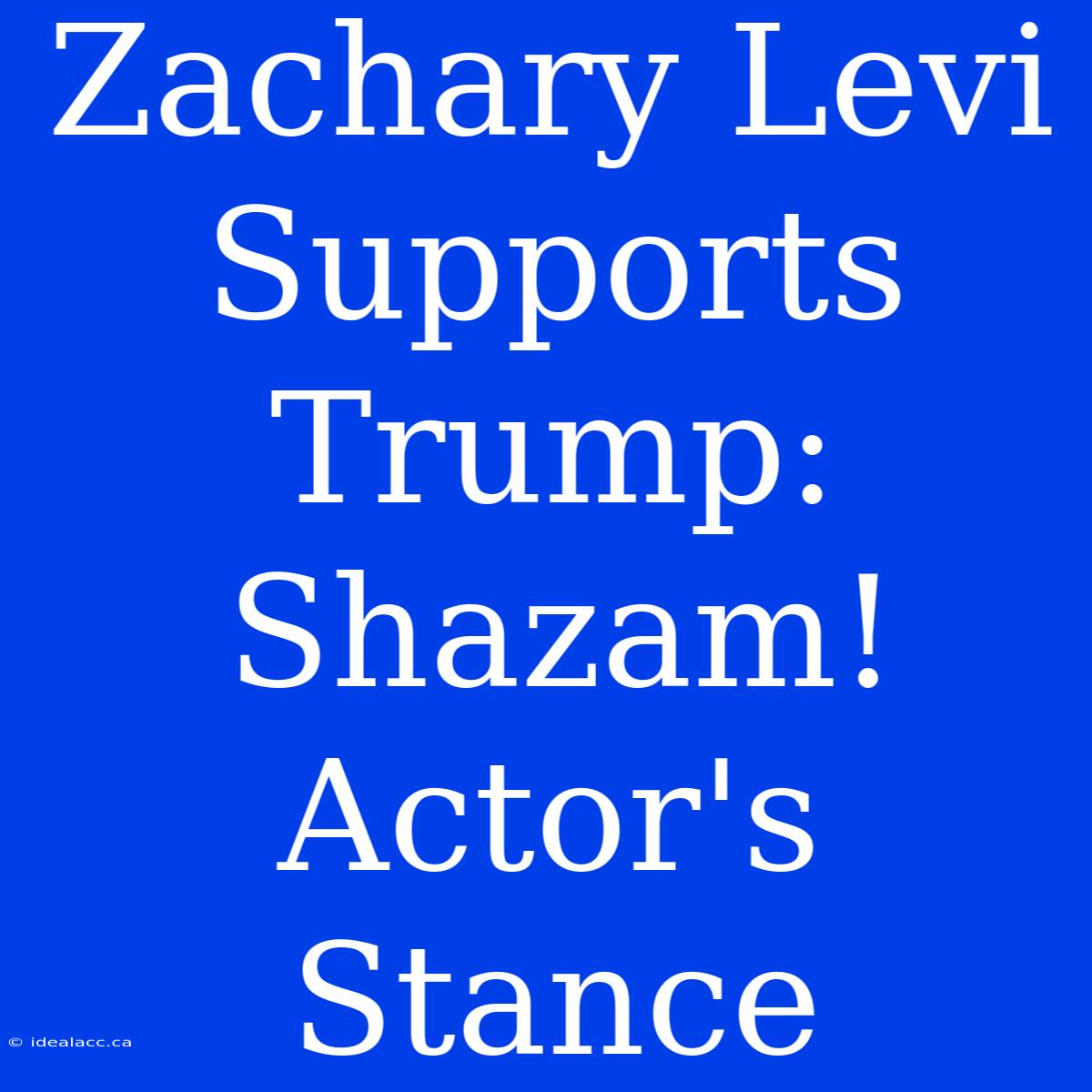 Zachary Levi Supports Trump: Shazam! Actor's Stance