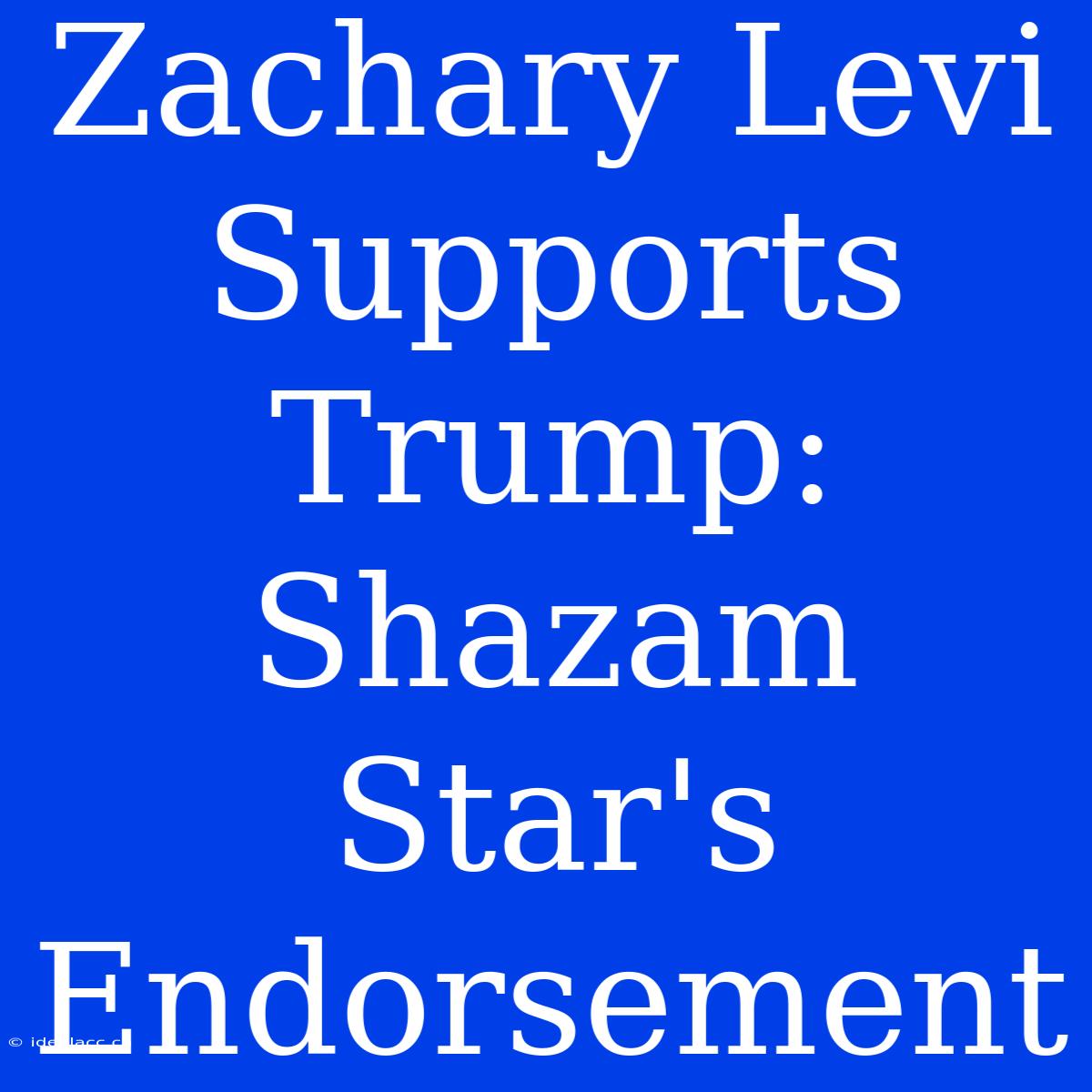 Zachary Levi Supports Trump: Shazam Star's Endorsement