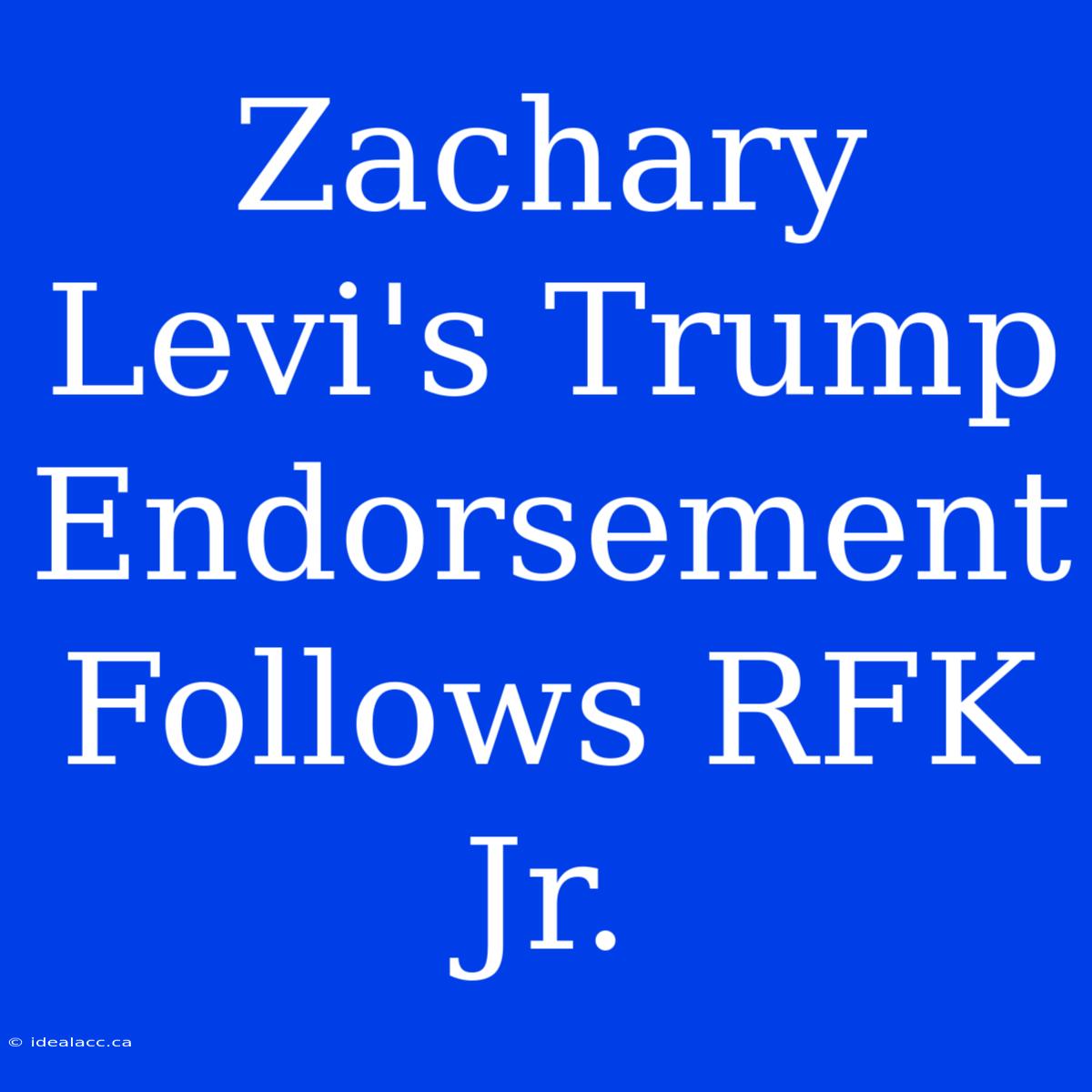 Zachary Levi's Trump Endorsement Follows RFK Jr.