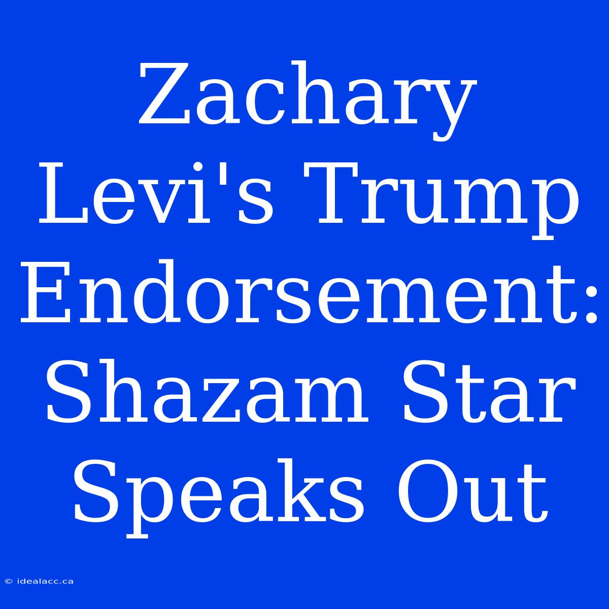 Zachary Levi's Trump Endorsement: Shazam Star Speaks Out